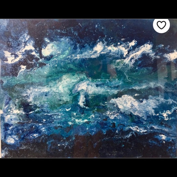 Acrylic painting original art work Ocean at night hand painted seascape waves - Picture 9 of 11